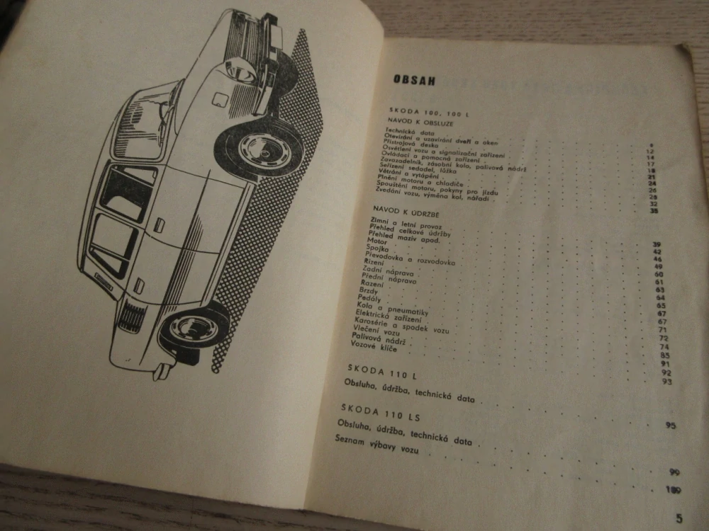 ŠKODA 100-100 L, 110 L-110 LS, NÁVOD K OBSLUZE A ÚDRŽBĚ, VETERÁN, **an