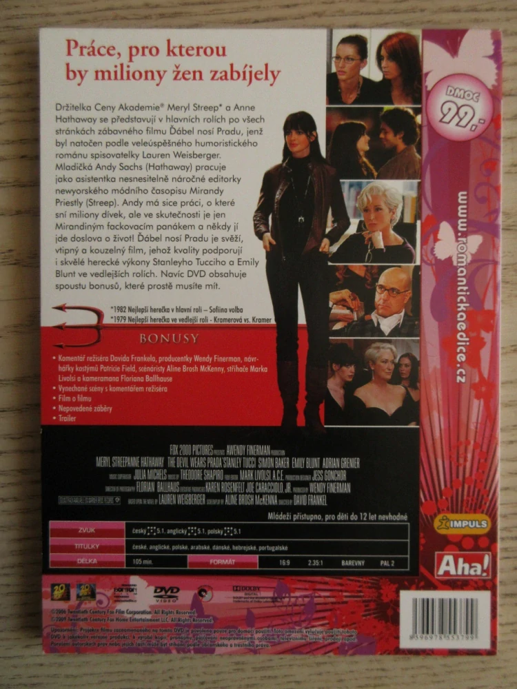 ĎÁBEL NOSÍ PRADU, M. STREEP, A. HATHAWAY, DVD FILM