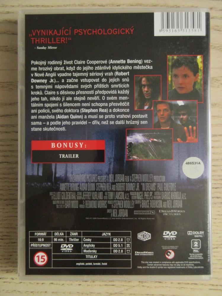 PŘÍZRAKY ZE SNŮ, A. BENING, R. DOWNEY JR., DVD FILM
