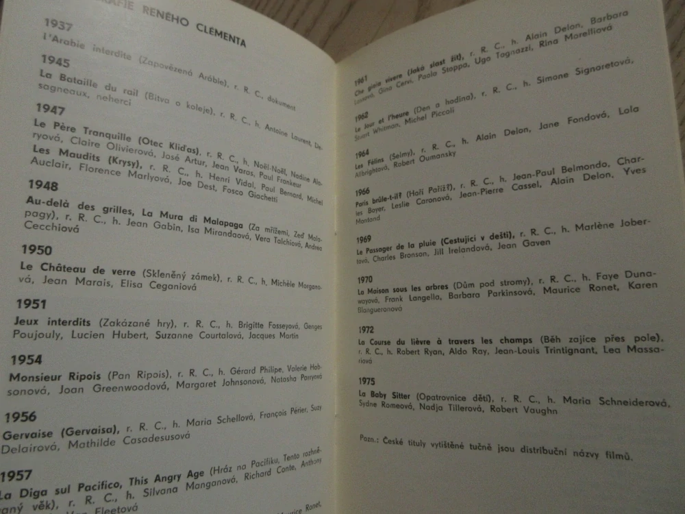 CLÉMENT RENÉ, FILMOVÝ SEŠIT, **an
