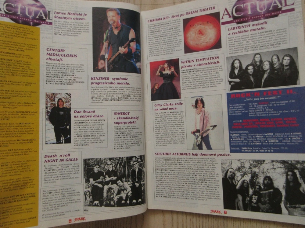 ROCKOVÝ MAGAZÍN SPARK, Č. 7/98, PLAKÁT GAMMA RAY, **an