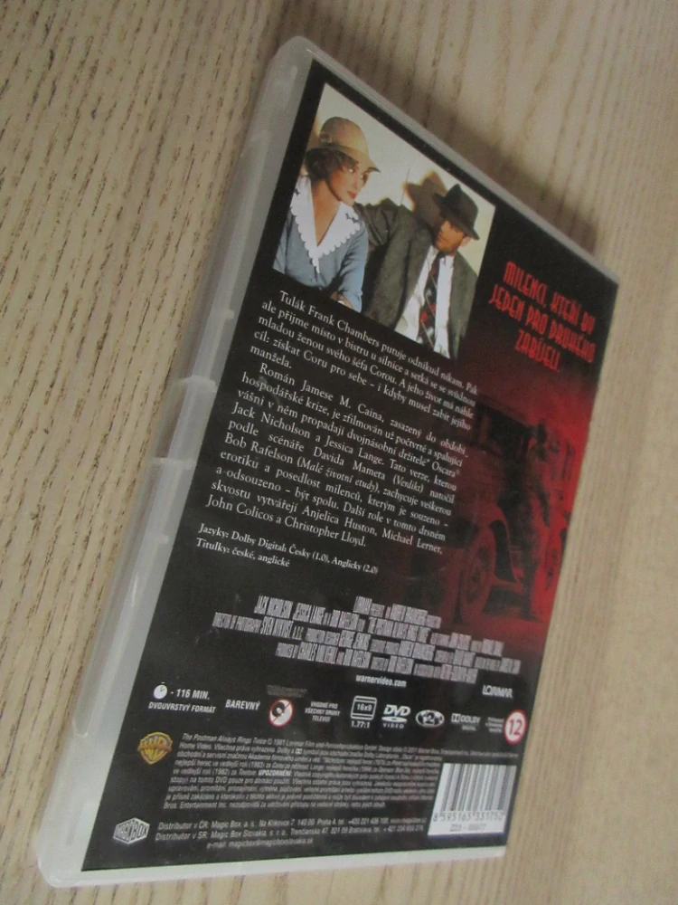 POŠŤÁK VŽDY ZVONÍ DVAKRÁT, J. NICHOLSON, J. LANGE, DVD FILM