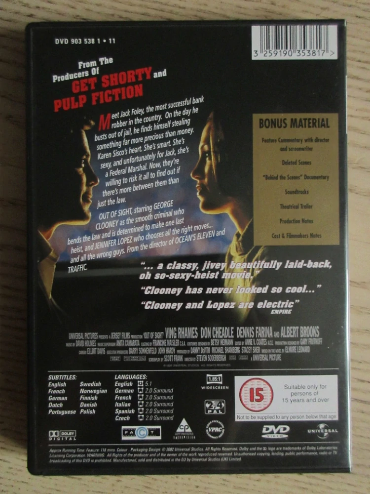 ZAKÁZANÉ OVOCE, G. CLOONEY, J. LOPEZ, GB OBAL, ČESKÁ VERZE, DVD FILM