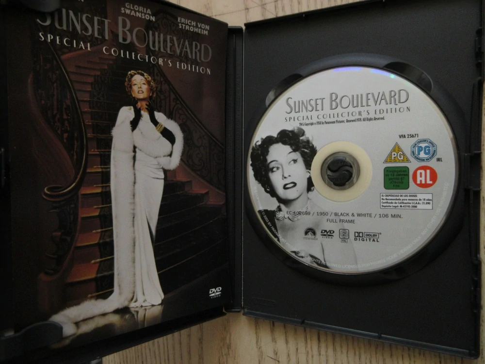 SUNSET BOULEVARD, W. HOLDEN, G. SWANSON, E. VON STROHEIM, DVD FILM