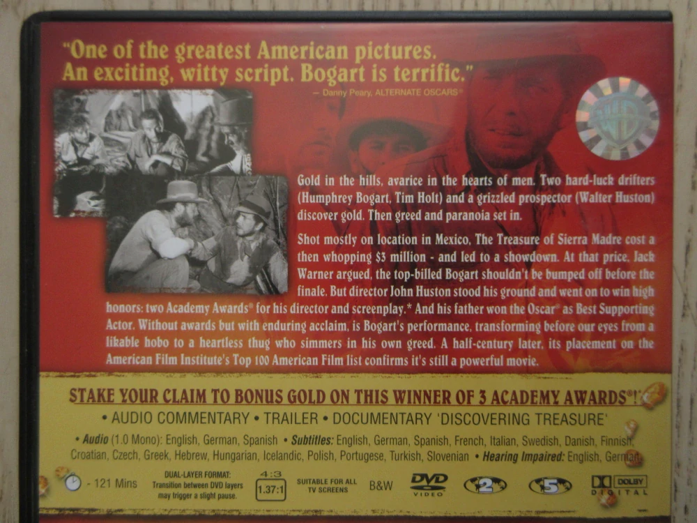 POKLAD NA SIERRA MADRE, T. HOLT, H. BOGART, DVD FILM