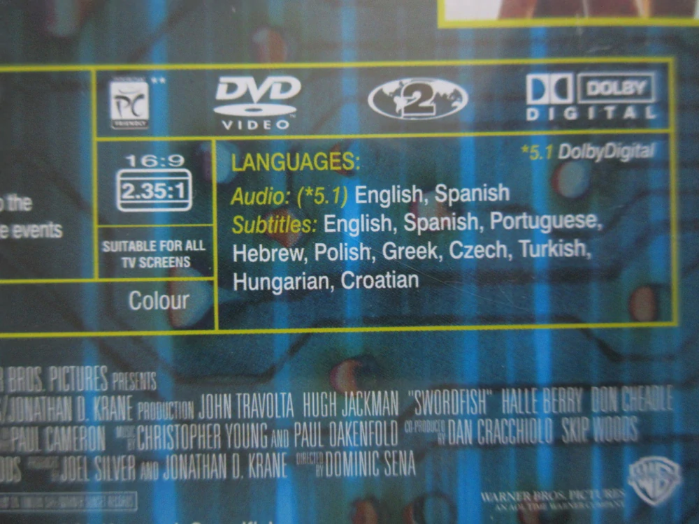 SWORDFISH: OPERACE HACKER, J. TRAVOLTA, H. JACKMAN, D. CHEADLE, DVD FILM