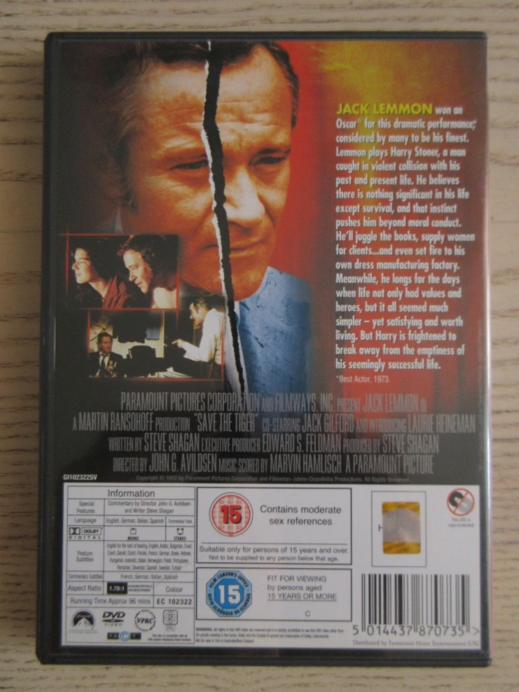 ZACHRAŇTE TYGRA, J. LEMMON, DVD FILM