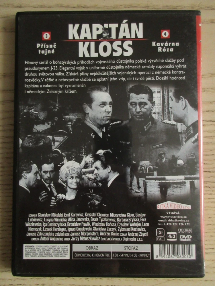 KAPITÁN KLOSS - S NASAZENÍM ŽIVOTA, DÍL 3+4, DVD FILM 