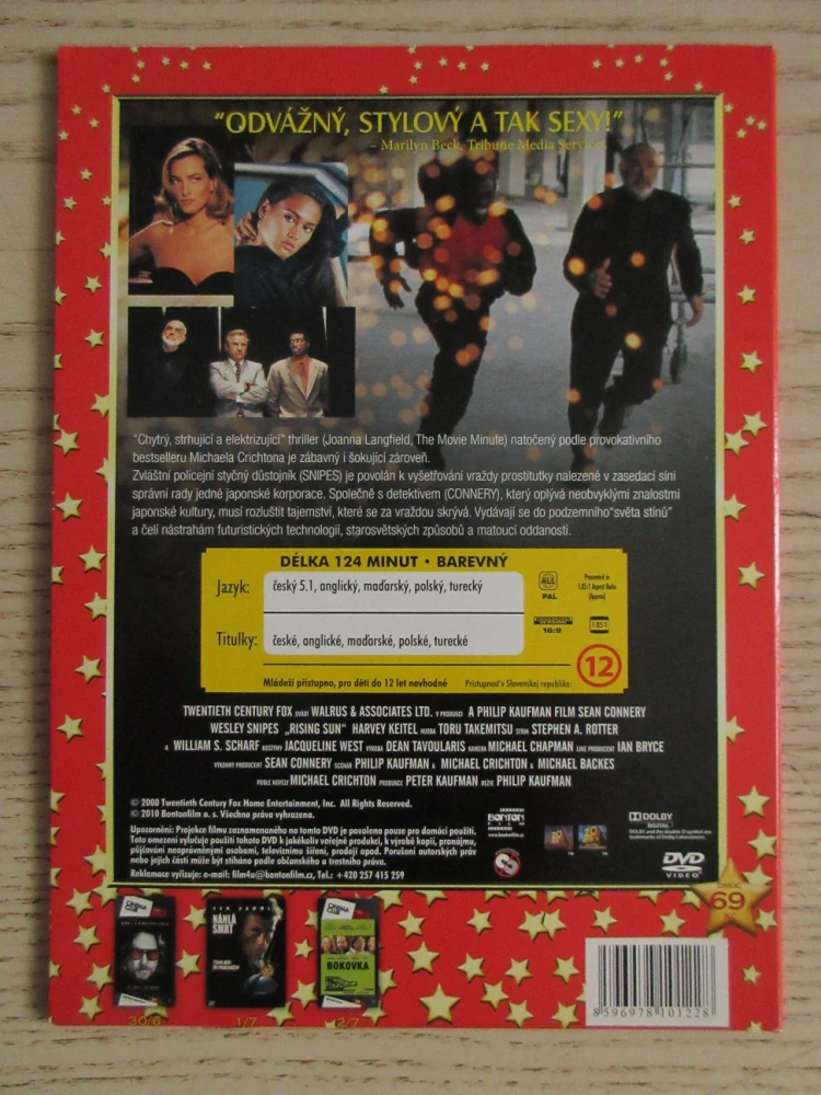 VYCHÁZEJÍCÍ SLUNCE, W. SNIPES, S. CONNERY, DVD FILM