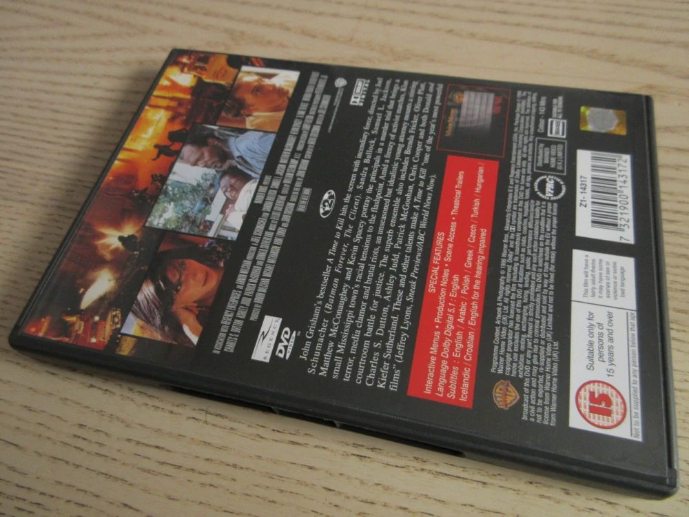 ČAS ZABÍJET, BULLOCK, MCCONAUGHEY, GB OBAL, ČESKÉ TITULKY, DVD FILM