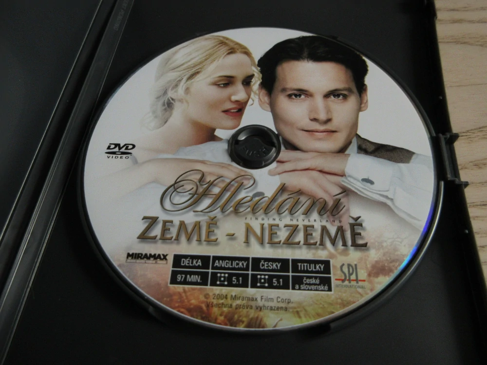 HLEDÁNÍ ZEMĚ NEZEMĚ, J.DEPP, K.WINSLET, D.HOFFMAN, GB OBAL, ČESKÁ VERZE, DVD FILM