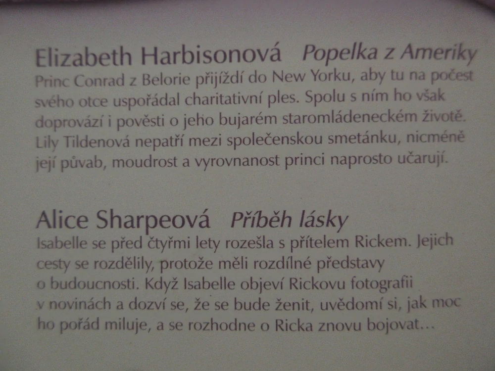 POPELKA Z AMERIKY, ELIZABETH HARBISONOVÁ, PŘÍBĚH LÁSKY, ALICE SHARPEOVÁ, **an