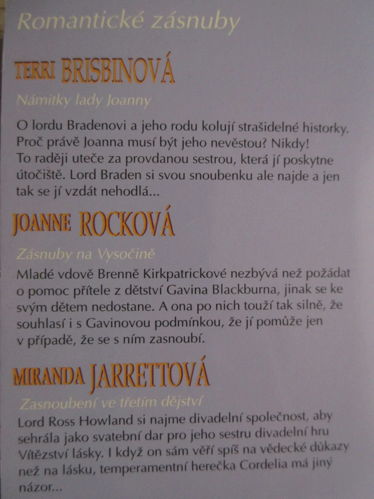 ROMANTICKÉ ZÁSNUBY: TERRI BRISBINOVÁ, JOANNE ROCKOVÁ, MIRANDA JARRETTOVÁ, Č. 97, **an