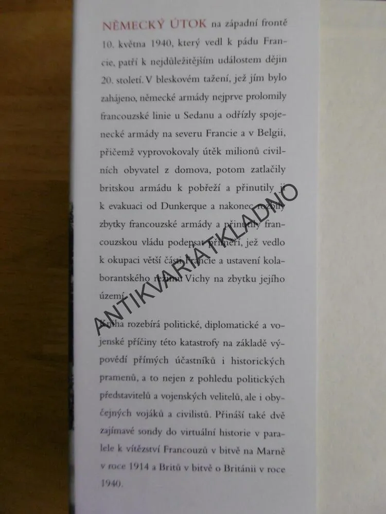 PÁD FRANCIE, NACISTICKÁ INVAZE 1940, JULIAN JACKSON