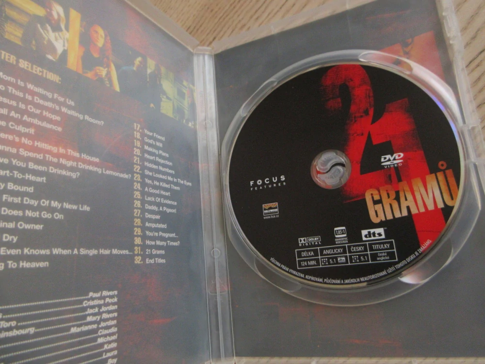 21 GRAMŮ, S.PENN, N.WATTS, GB OBAL, ČESKÉ DVD FILM