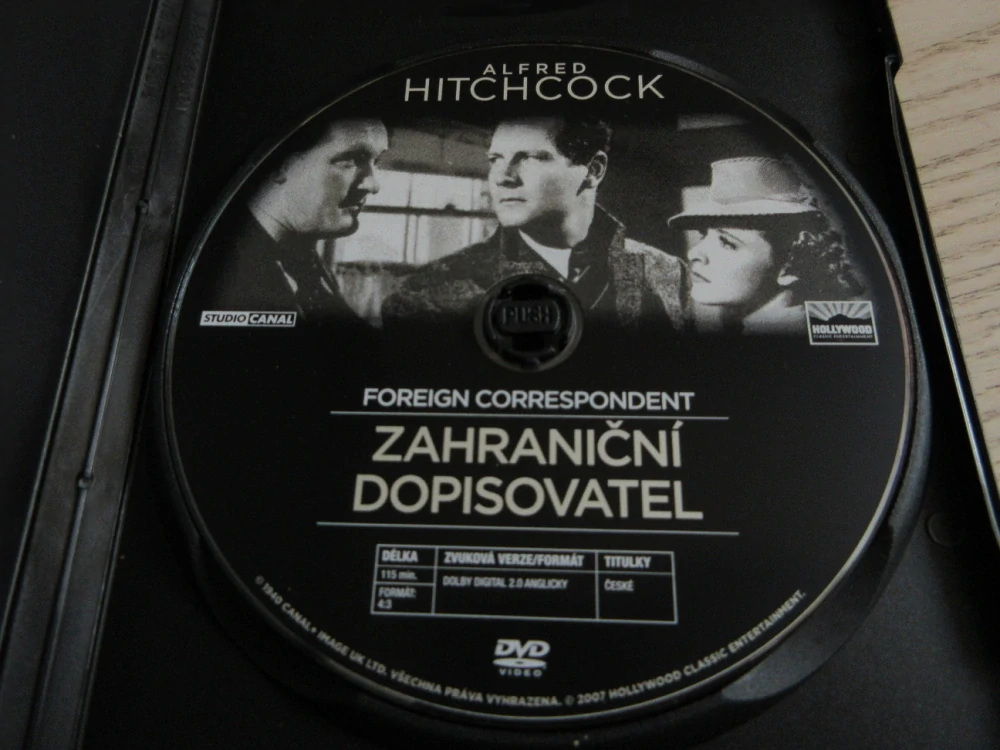 ZAHRANIČNÍ KORESPONDENT, HITCHCOCK, J.MCCREA, GB OBAL, ČESKÉ TIT. DVD FILM