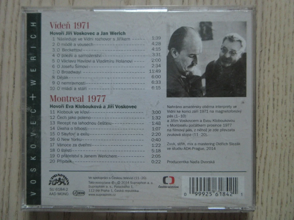 VÍDEŇ 1971, MONTREAL 1977, VOSKOVEC WERICH,, CD MLUVENÉ SLOVO