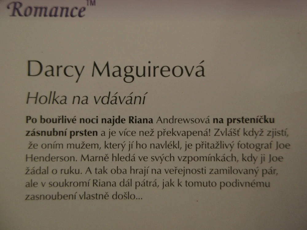 HOLKA NA VDÁVÁNÍ, DARCY MAGUIREOVÁ, **an