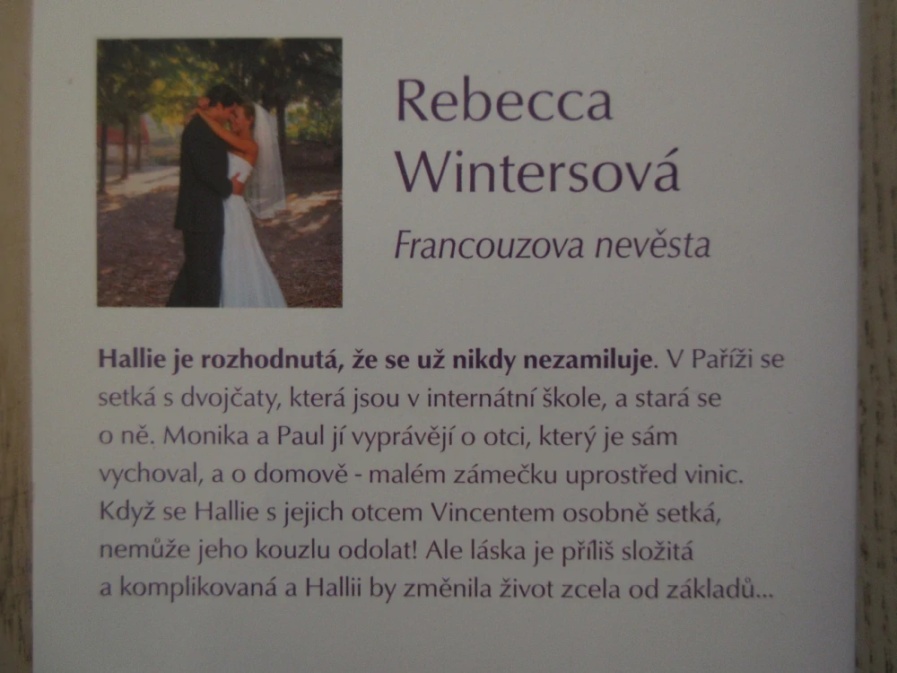 FRANCOUZSKÁ NEVĚSTA, REBECCA WINTERSOVÁ, **an