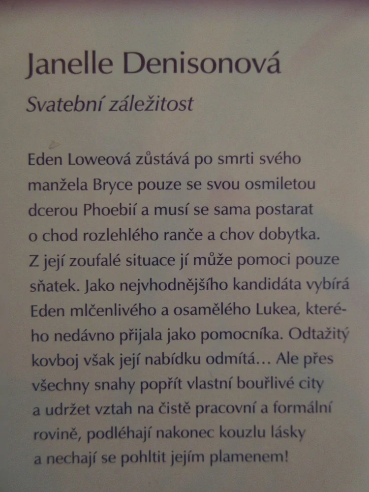 SVATEBNÍ ZÁLEŽITOST, JANELLE DENISONOVÁ, **an