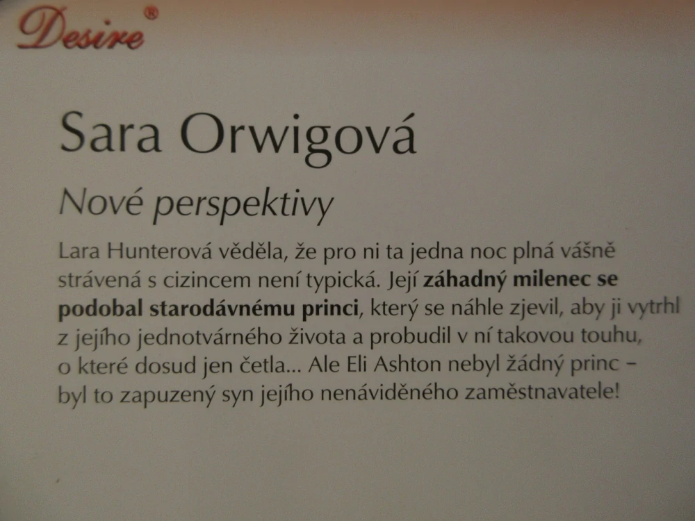 NOVÉ PERSPEKTIVY, SARA ORWIGOVÁ, **an