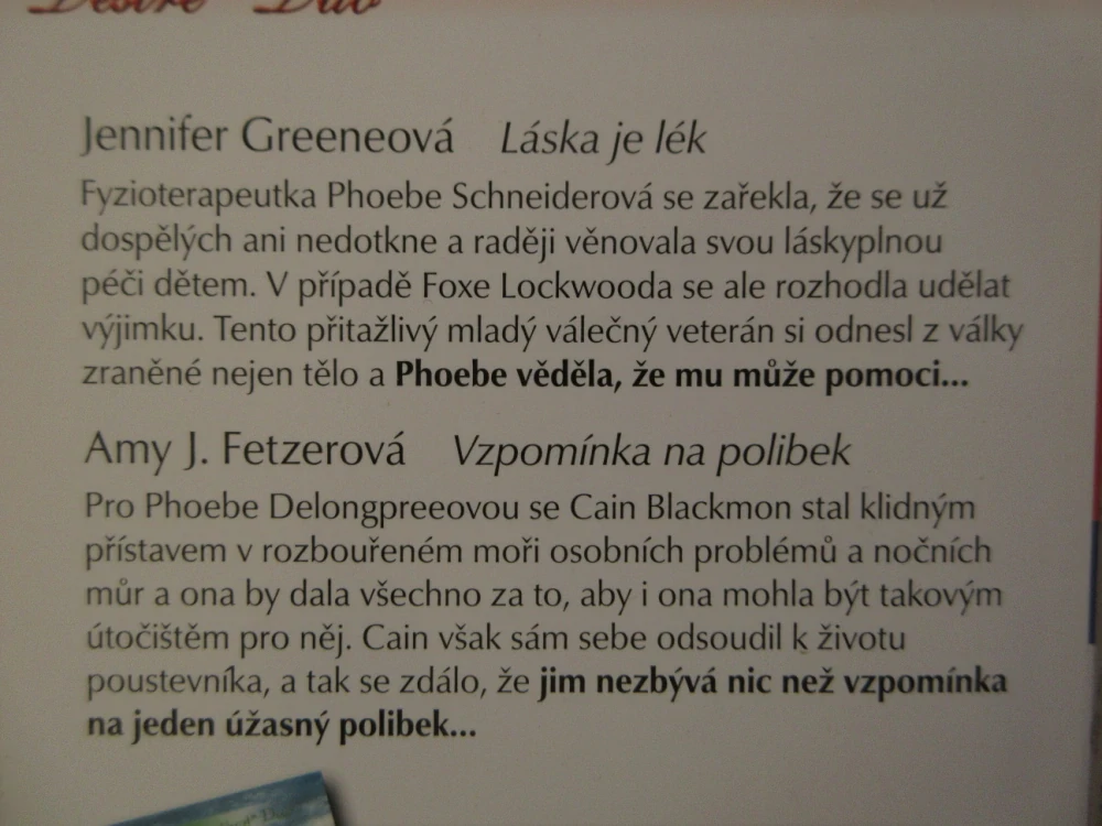 LÁSKA JE LÉK, JENNIFER GREENEOVÁ, VZPOMÍNKA NA POLIBEK, AMY J. FETZEROVÁ, **an