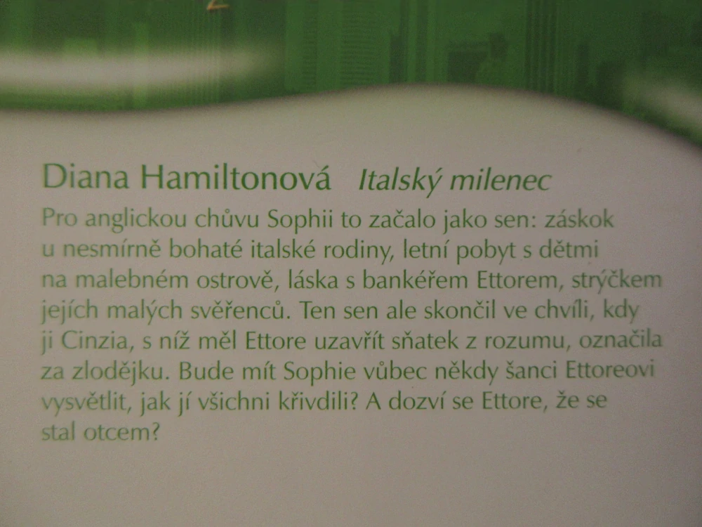ITALSKÝ MILENEC, DIANA HAMILTONOVÁ, **an
