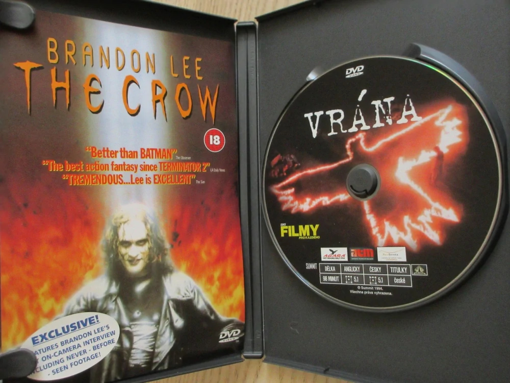 VRÁNA, BRANDON LEE, GB OBAL, DVD ČESKY