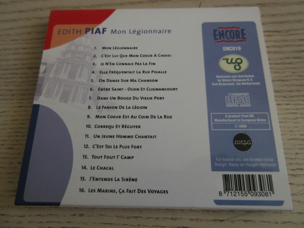 EDITH PIAF, MON LÉGIONNAIRE, CD HUDBA