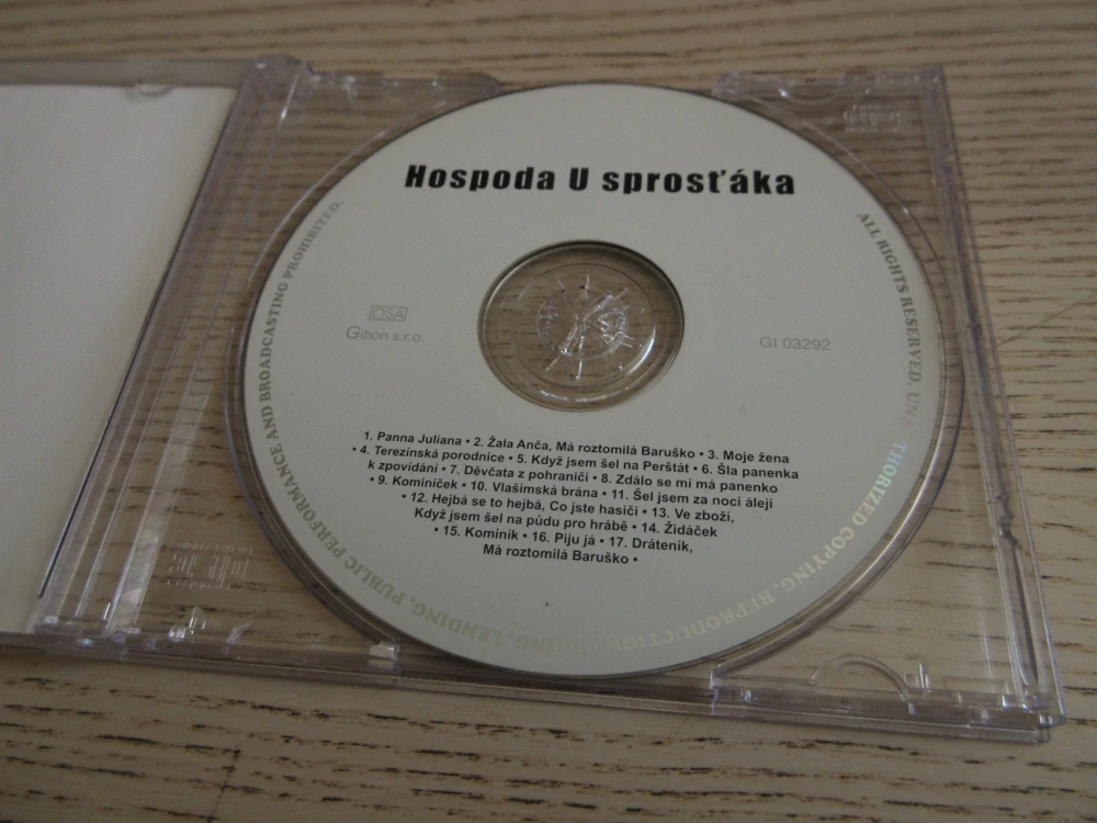 HOSPODA U SPROSŤÁKA, LECHTIVÉ HOSPODSKÉ PÍSNIČKY PRO POBAVENÍ, CD HUDBA