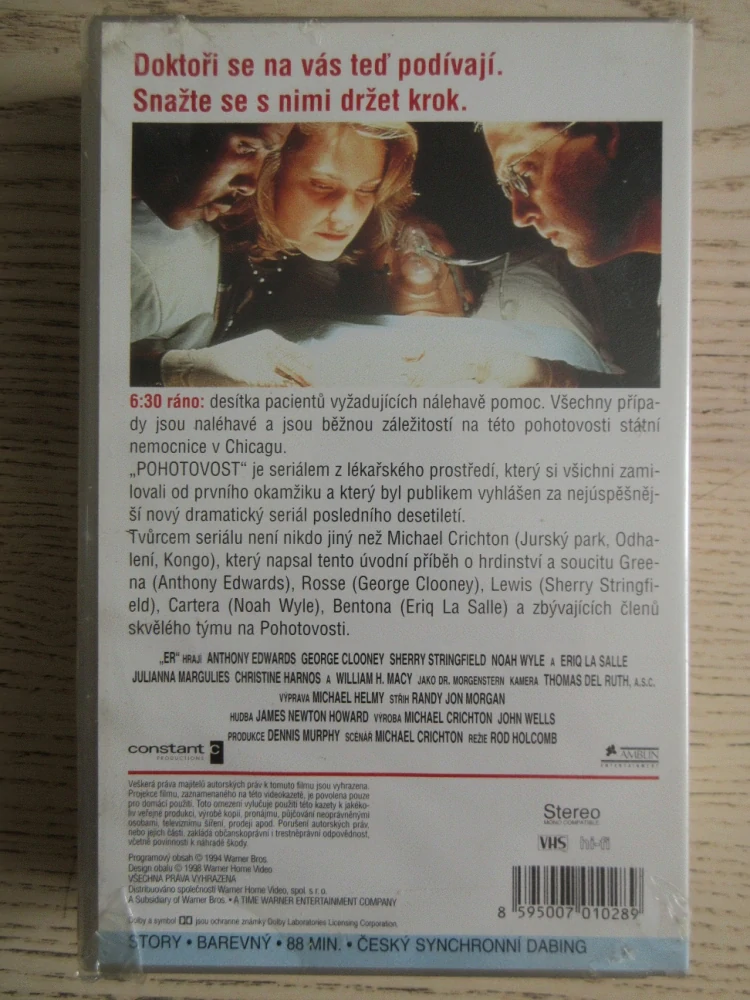 POHOTOVOST, G. CLOONEY, VHS VIDEOKAZETA