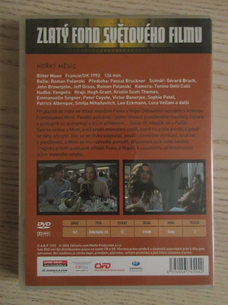 HOŘKÝ MĚSÍC, R: R. POLANSKI, H. GRANT, K. S. THOMAS DVD FILM