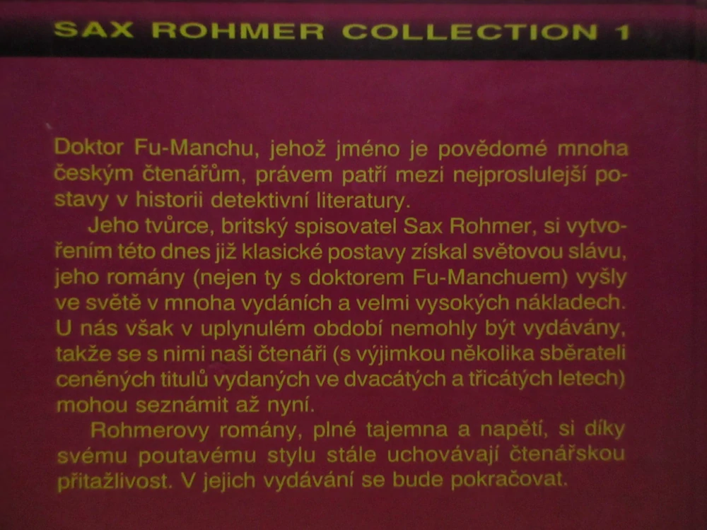 ZRÁDNÝ DOKTOR FU-MANCHU, SAX ROHMER, **an