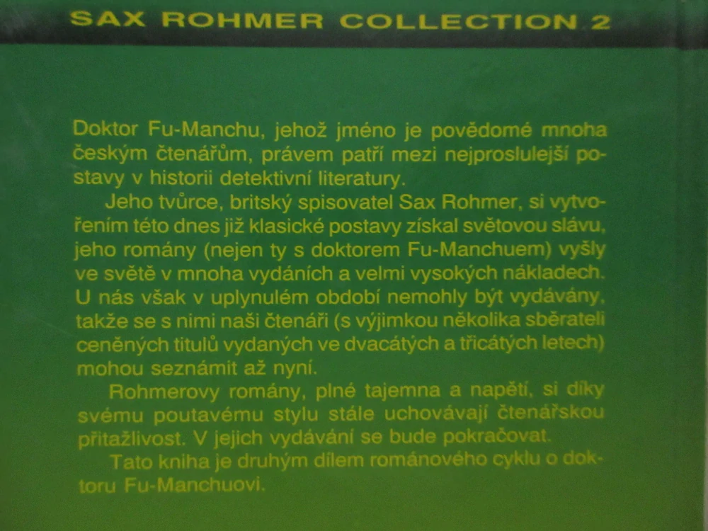 NÁVRAT DOKTORA FU-MANCHU, SAX ROHMER, **an