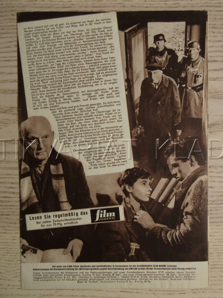 DENÍK ANNY FRANKOVÉ, M. PERKINS, J. SCHILDKRAUT, R. BEYMER, BIO PROGRAM Č. 4903