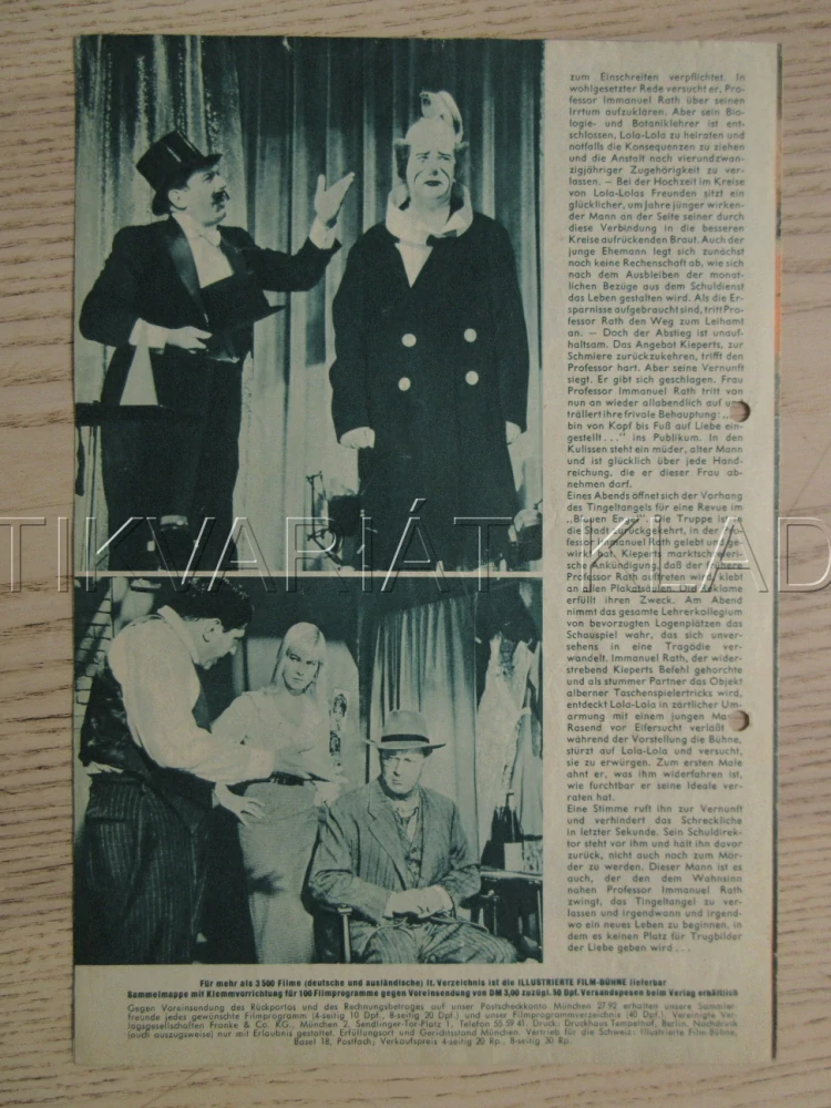 MODRÝ ANDĚL, C. JÜRGENS, M. BRITT, T. BIKEL, BIO PROGRAM Č. 5025