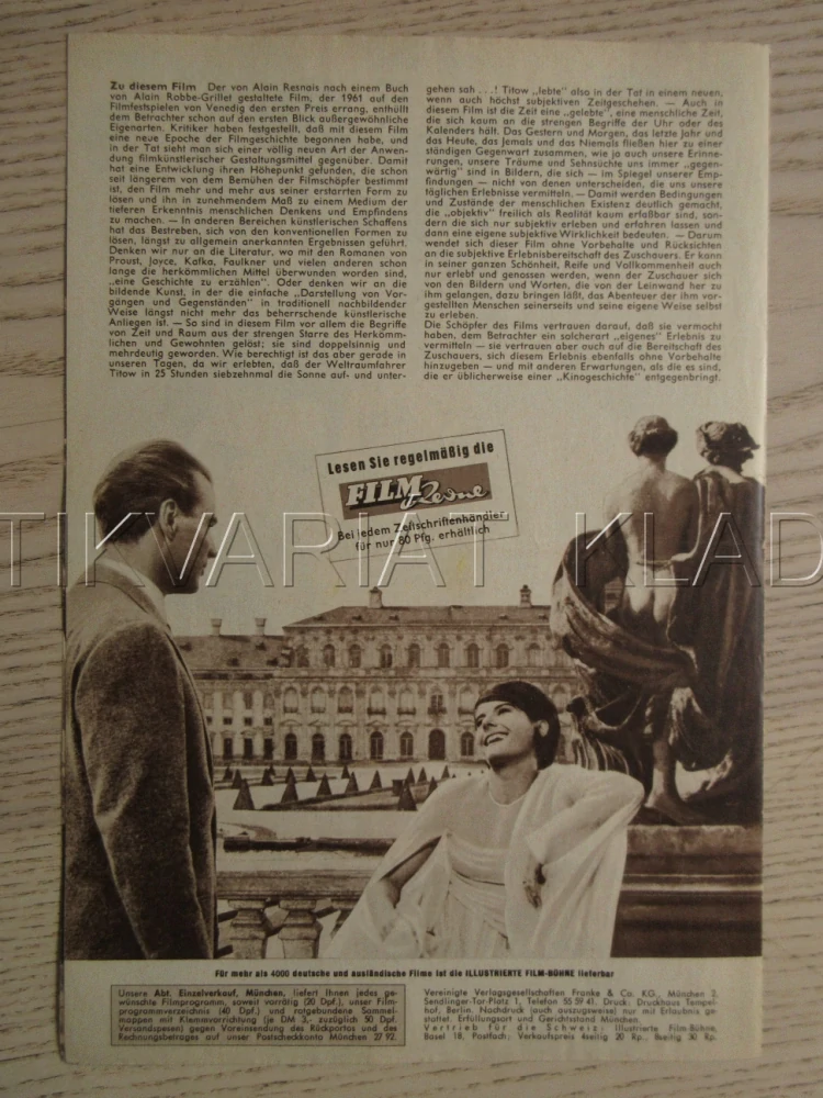 LONI V MARIENBADU, G. ALBERTAZZI, D. SEYRIG, S. PITOEFF, BIO PROGRAM Č. 5907