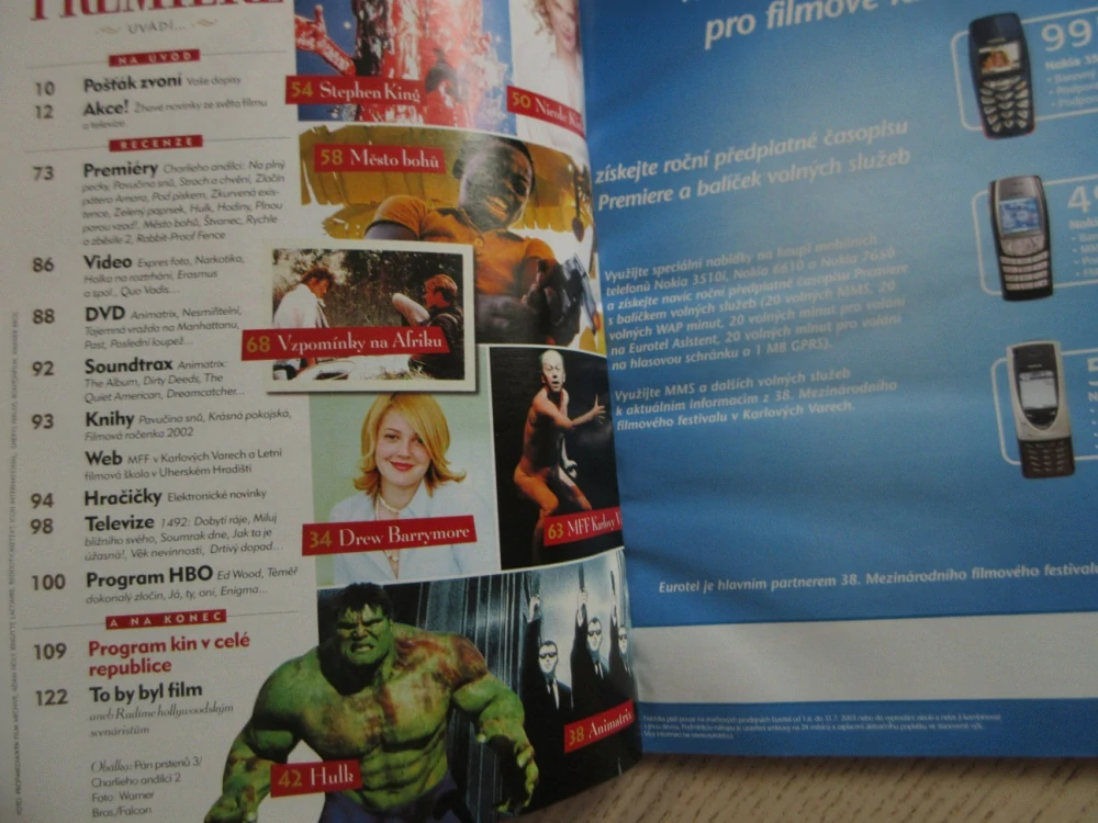 FILMOVÝ ČASOPIS PREMIERE, PÁN PRSTENŮ 3, HULK, 7/2003