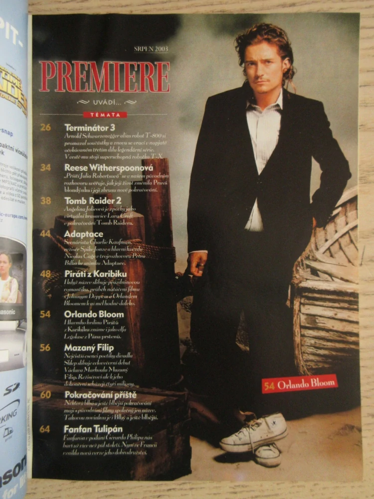 FILMOVÝ ČASOPIS PREMIERE, TERMINÁTOR 3, J. DEPP, O. BLOOM, 8/2003