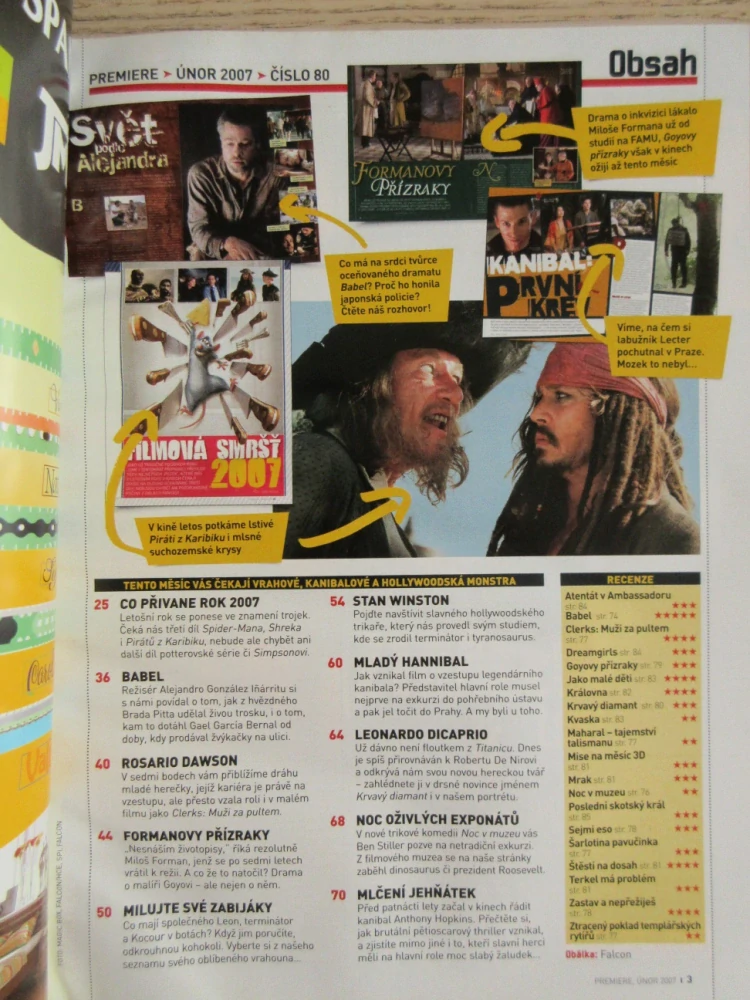 FILMOVÝ ČASOPIS PREMIERE, R. DAWSON, M. FORMAN, S. WINSTION, L. DICAPRIO, MLČENÍ JEHŇÁTEK, ÚNOR/2007