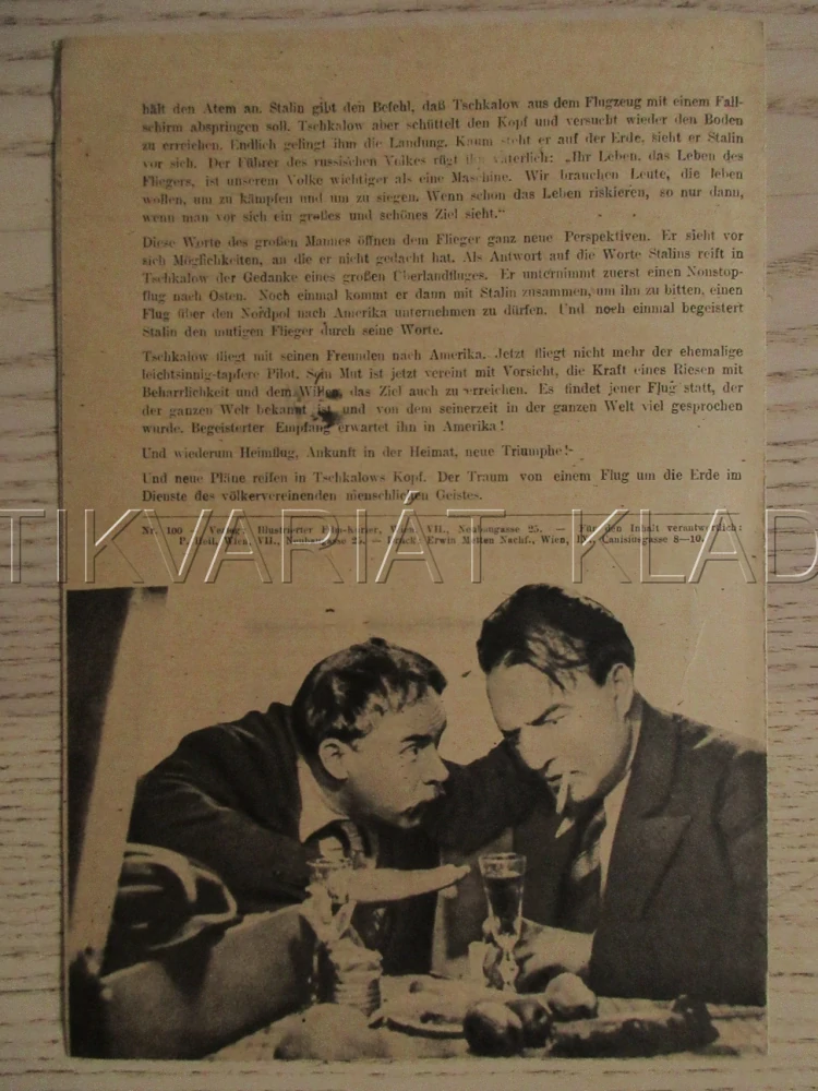 PILOT ČKALOV, V. BĚLOKUROV, M. GELOVANI, FILM SSSR, FILM KURIER VBŠ Č. 100