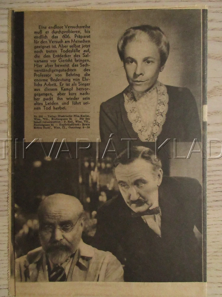DR. EHRLICH'S MAGIC BULLET, E. G. ROBINSON, R. GORDON, O. KRUGER, FILM USA, FILM KURIER VBŠ Č. 101