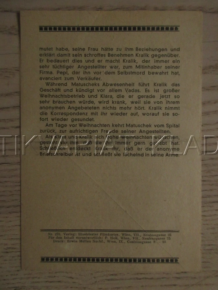 OBCHOD ZA ROHEM, M. SULLAVAN, J. STEWART, F. MORGAN, FILM USA, FILM KURIER VBŠ Č. 270