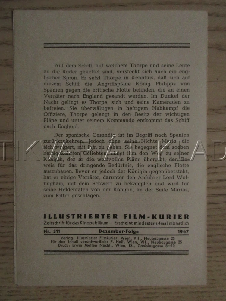 PÁN SEDMI MOŘÍ, E. FLYNN, B. MARSHALL, C. RAINS, FILM USA, FILM KURIER VBŠ Č. 311