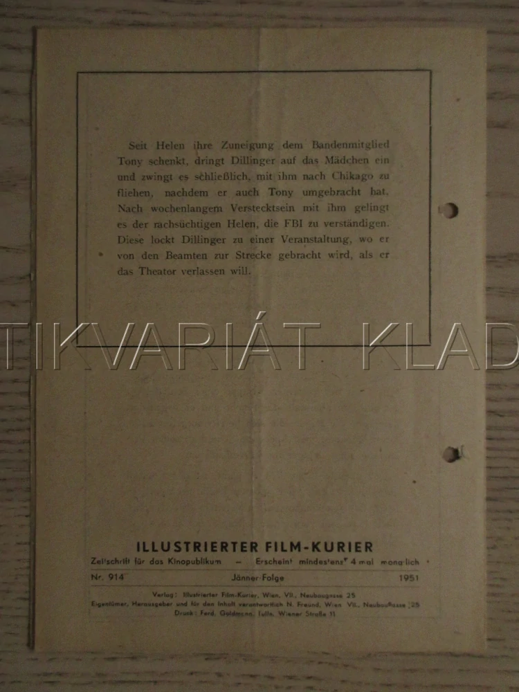 DILLINGER, L. TIERNEY, A. JEFFREYS, E. LOWE, FILM USA, FILM KURIER VBŠ Č. 873