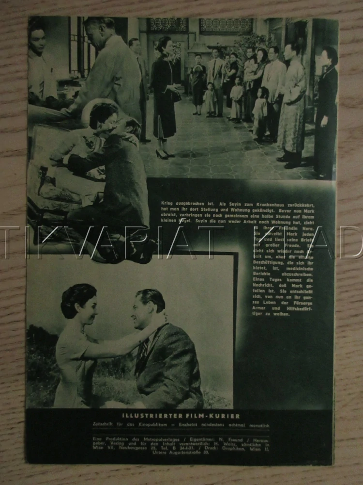 JE KRÁSNÉ LÁSKU DÁT, W. HOLDEN, J. JONES, S. YONG, FILM USA, FILM KURIER VBŠ Č. 2104