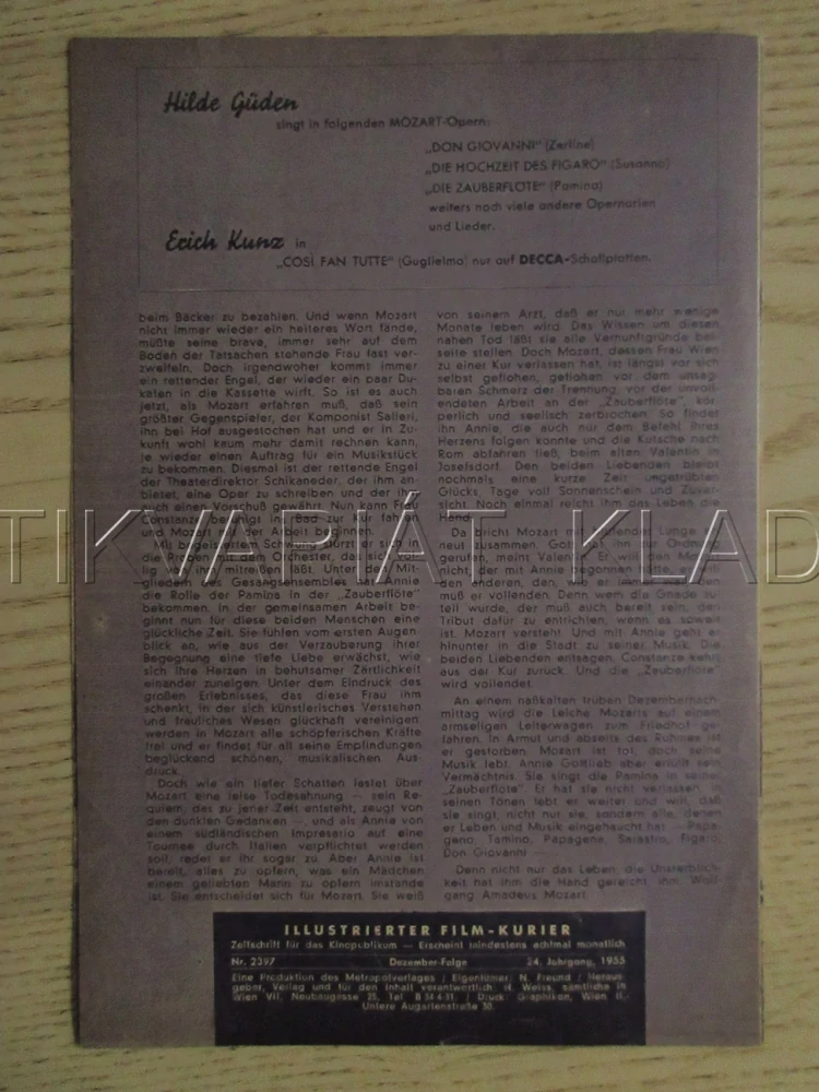 MOZART, R: K. HARTL, O. WERNER, J. MATZ, N. TILLER, FILM SRN, FILM KURIER VBŠ Č. 2364