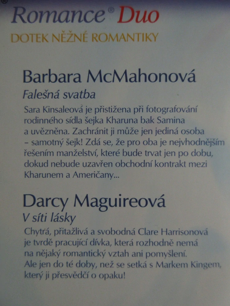 FALEŠNÁ SVATBA, BARBARA MCMAHONOVÁ, V SÍTI LÁSKY, DARCY MAGUIREOVÁ, **an