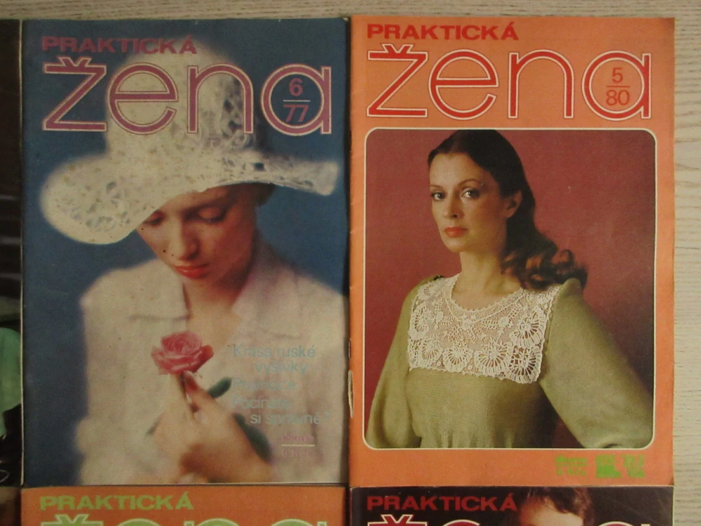 8X ČASOPIS PRAKTICKÁ ŽENA, R. 1977 A 1980, HÁČKOVÁNÍ, ODĚVY, MÓDA, **an