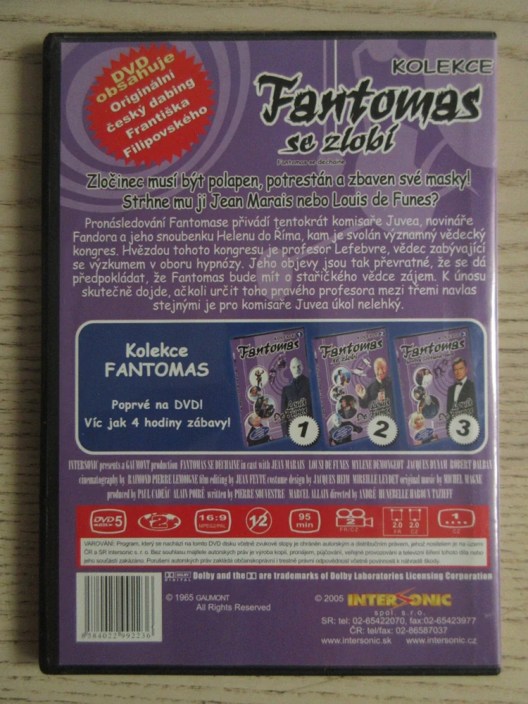 FANTOMAS SE ZLOBÍ, KOLEKCE 2, L. DE FUNES, J. MARAIS, DVD FILM